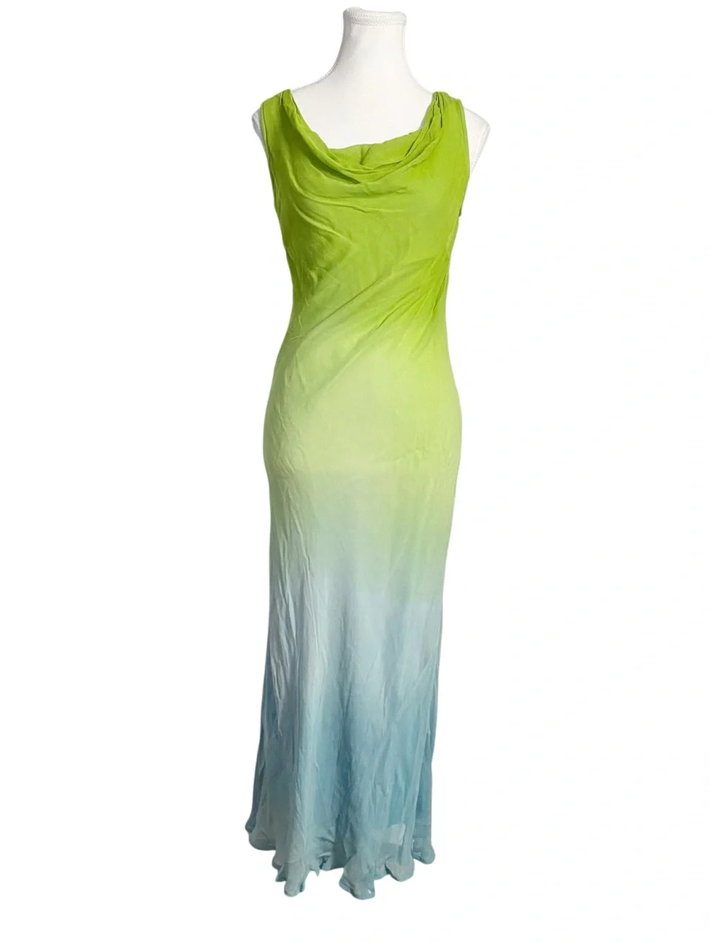 Newport News Vintage Y2K Ombre Green & Blue Maxi Dress - Size 2